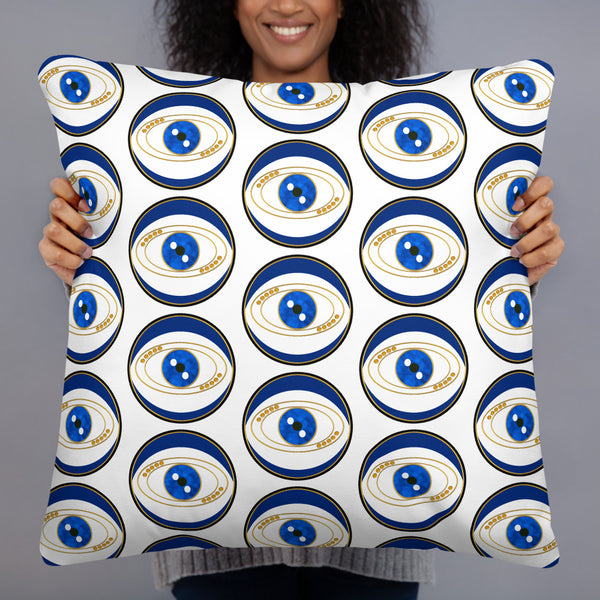 Blue Evil Eye All Over Pattern - Throw Pillow - Art by Donna Lisa