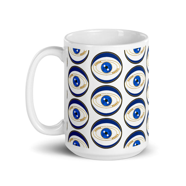 Blue Evil Eye Good Luck Mug Art Pattern by Donna Lisa