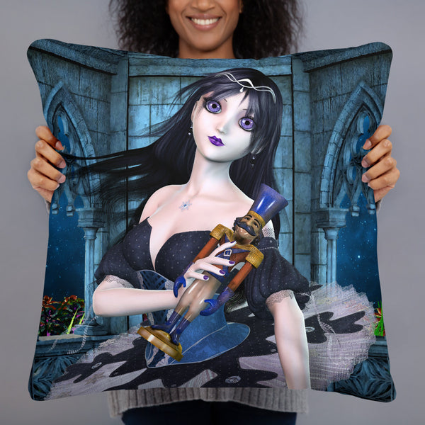 Throw Pillow - Gothic Nutcracker Ballerina - Art by Donna Lisa