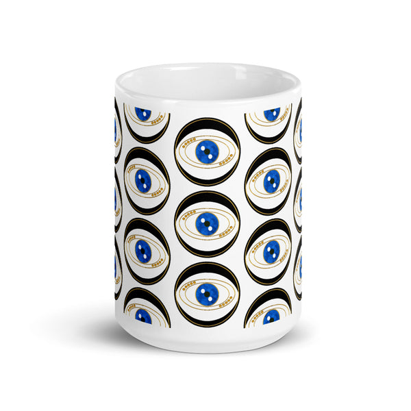 Black Evil Eye Good Luck Mug Art Pattern by Donna Lisa