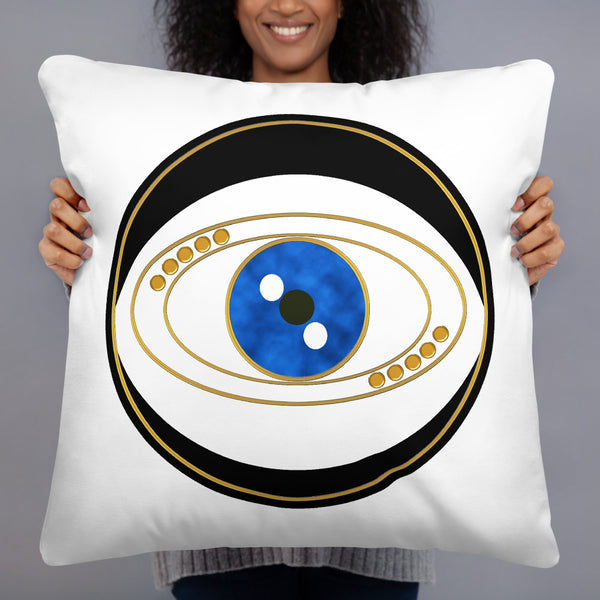 Black Evil Eye Throw Pillow Art by Donna Lisa Art