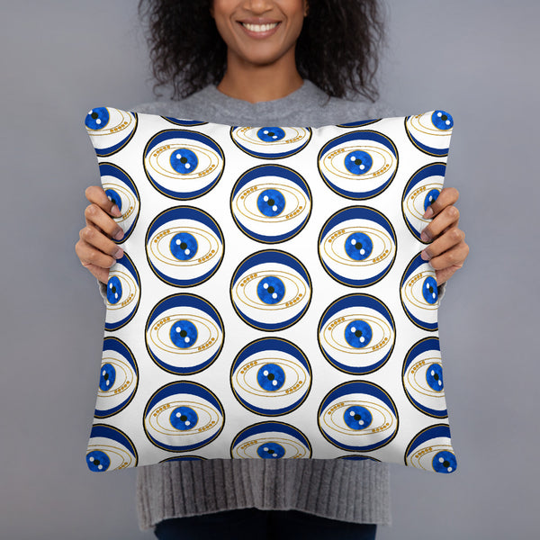Blue Evil Eye All Over Pattern - Throw Pillow - Art by Donna Lisa