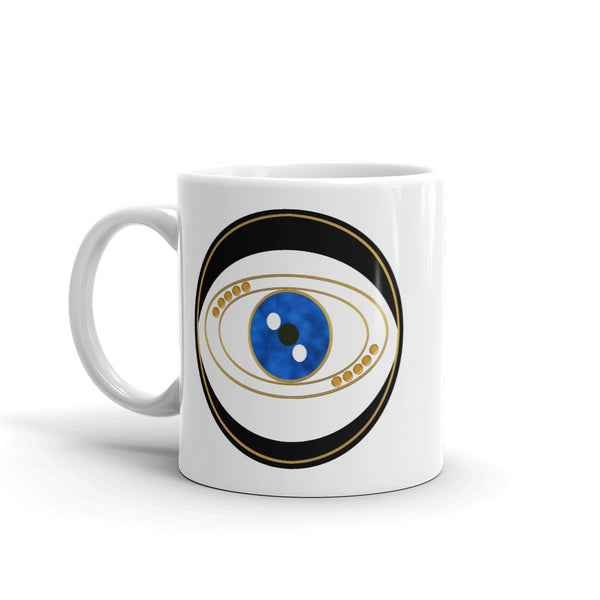 Black Evil Eye Mug Art by Donna Lisa