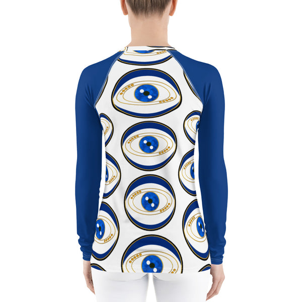 Blue Evil Eye Women's Rash Guard - Art by Donna Lisa