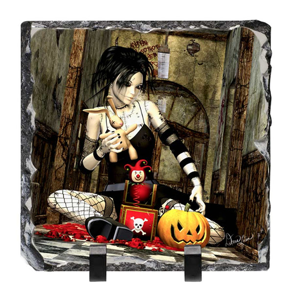 Play Zombie Artwork - Standing Slate Collectible Keepsake Art by Artist Donna Lisa