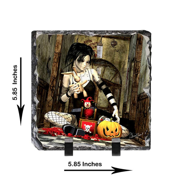 Play Zombie Artwork - Standing Slate Collectible Keepsake Art by Artist Donna Lisa