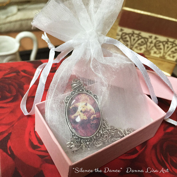 Silence the Dance Wolf Art Silver Pendant Necklace - Donna Lisa Art