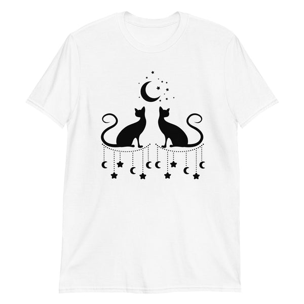 Magical Black Cats Silhouettes Moon and Stars Unisex S/S T-Shirt