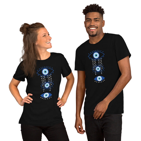 Triple Evil Eye Dots Talisman  Unisex T-Shirt - Black