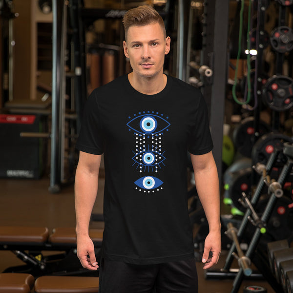 Triple Evil Eye Dots Talisman  Unisex T-Shirt - Black