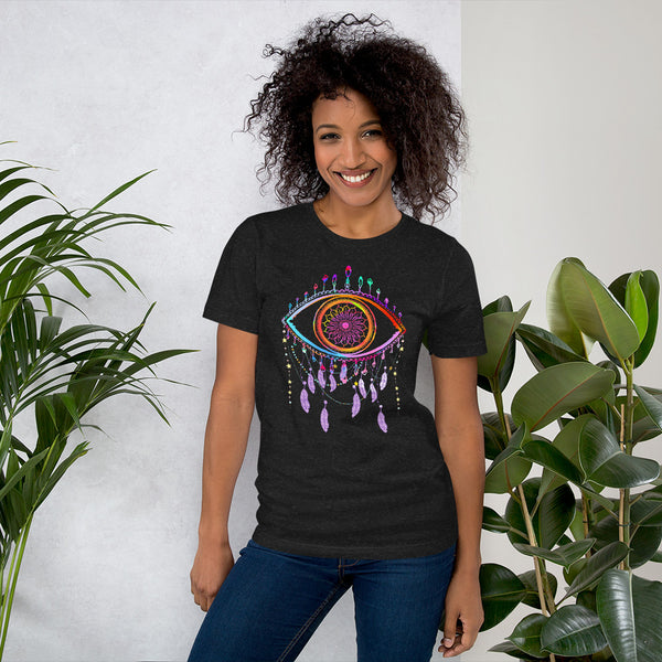 Colorful Evil Eye Talisman Dreamcatcher Unisex T-Shirt - Black