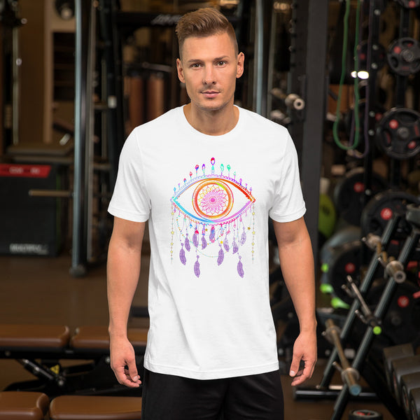 Colorful Evil Eye Talisman Dreamcatcher Unisex T-Shirt - White