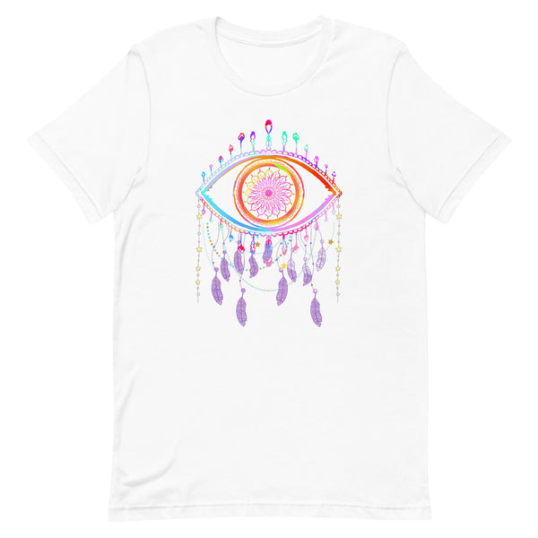 Colorful Evil Eye Talisman Dreamcatcher Unisex T-Shirt - White