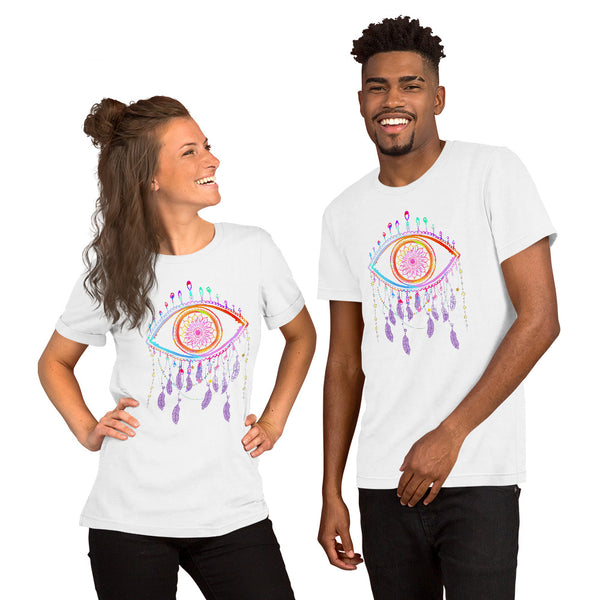 Colorful Evil Eye Talisman Dreamcatcher Unisex T-Shirt - White