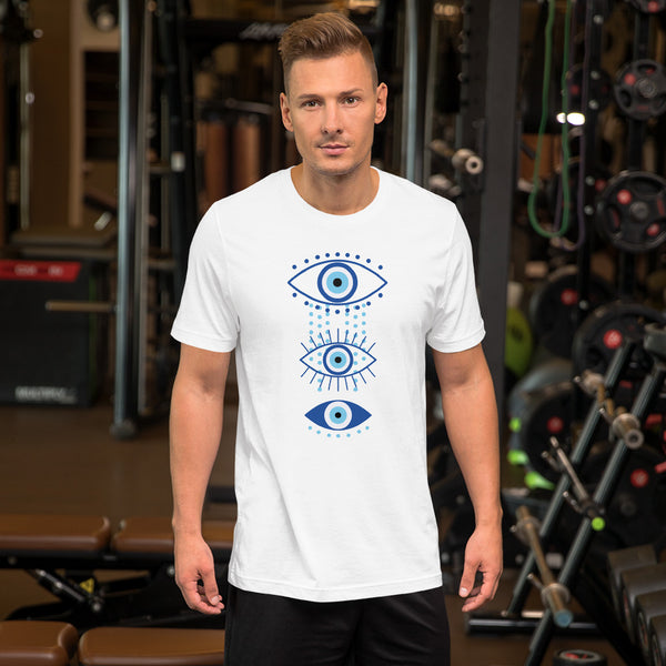 Triple Evil Eye Dots Talisman  Unisex T-Shirt - White