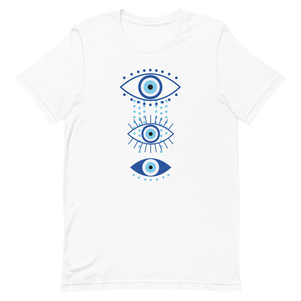 Triple Evil Eye Dots Talisman  Unisex T-Shirt - White