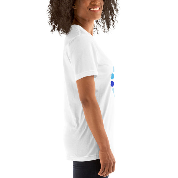 Blue Evil Eye and Hearts Graphic T-shirt - Unisex - White