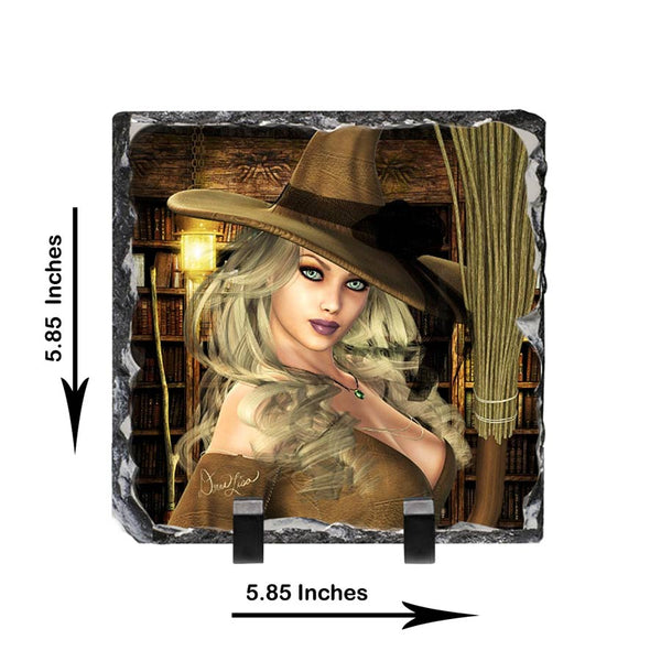 Witchery Witch Artwork - Standing Slate Collectible Keepsake Art by Artist Donna Lisa