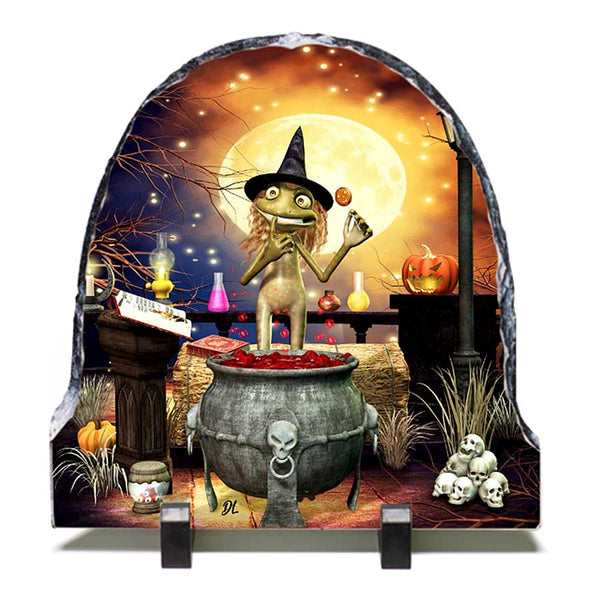 Wizardly Frog Artwork - Standing Slate Collectible Keepsake Art by Artist Donna Lisa