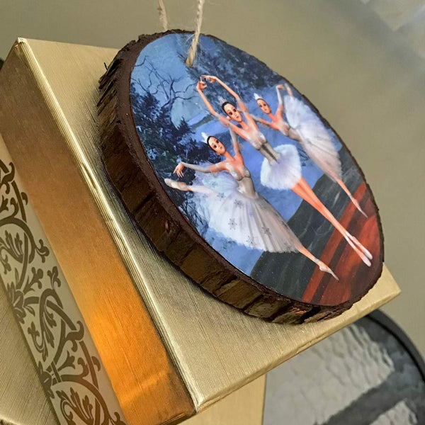 Land of Snow Nutcracker Ornament - Natural Wooden Rounds 3-4" - by Artist Donna Lisa