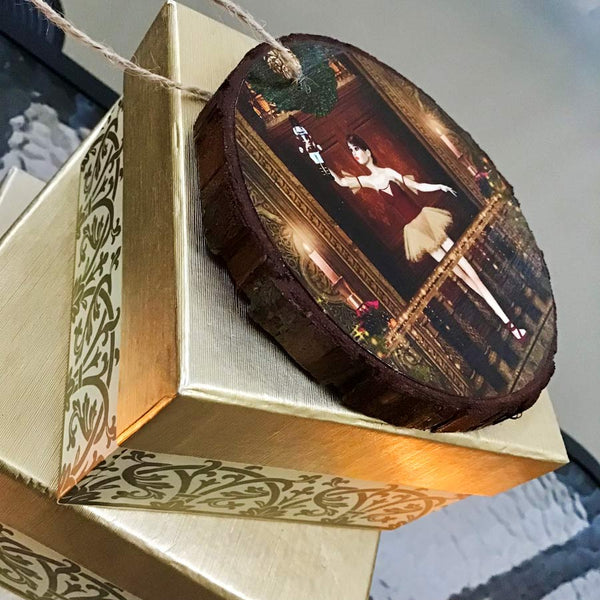 Nutcracker Ballerina Ornament - Natural Wooden Rounds 3-4" - by Artist Donna Lisa