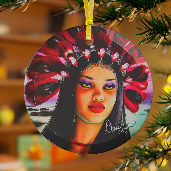 Carnival Dancer Portrait Art Glass Ornament by Artist Donna Lisa