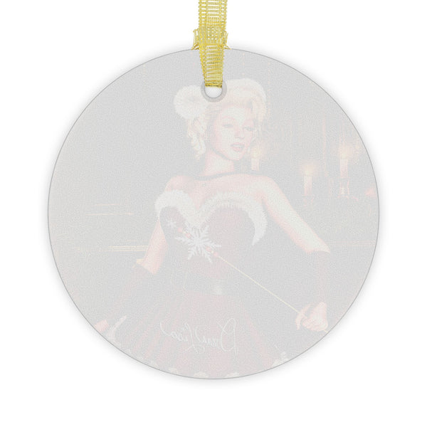 Santa Baby Marilyn Art Glass Ornament by Artist Donna Lisa