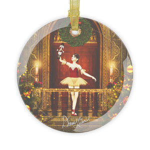 Nutcracker Ballerina Art Glass Ornament By Artist Donna Lisa