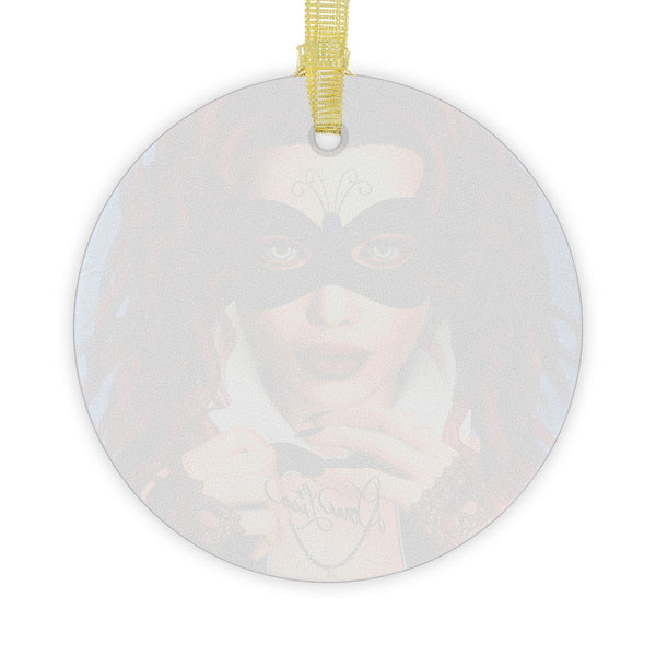 Masquerade Portrait Art Glass Ornament by Artist Donna Lisa