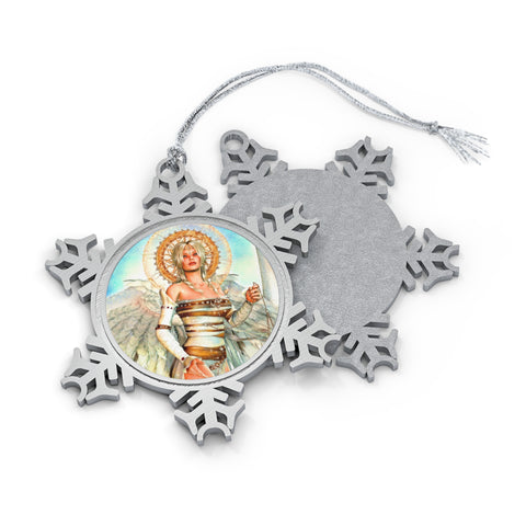 Heavenly Angel Art Pewter Snowflake Ornament by Artist Donna Lisa