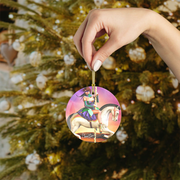 Carousel Dreams Ballerina Art Glass Ornament by Artist Donna Lisa