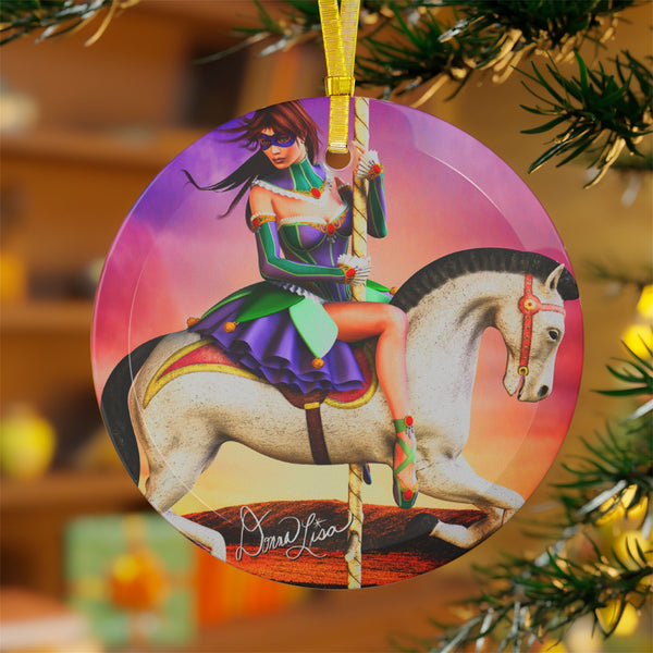 Carousel Dreams Ballerina Art Glass Ornament by Artist Donna Lisa