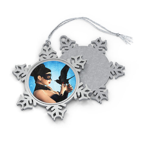 Dance of the Raven Art Pewter Snowflake Ornament by Artist Donna Lisa
