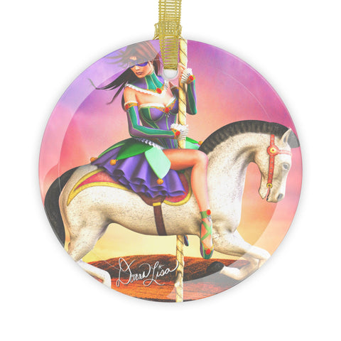 Carousel Dreams Ballerina Art Glass Ornament by Artist Donna Lisa