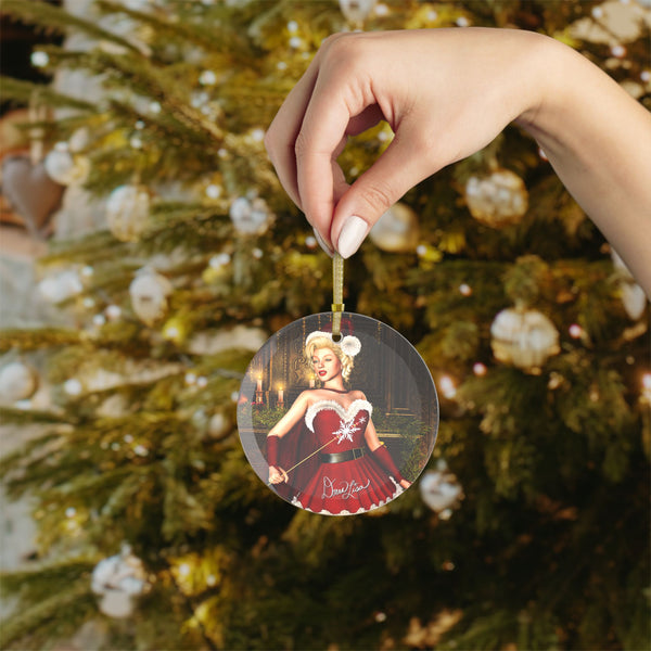 Santa Baby Marilyn Art Glass Ornament by Artist Donna Lisa