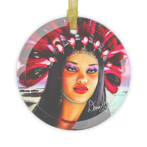 Carnival Dancer Portrait Art Glass Ornament by Artist Donna Lisa