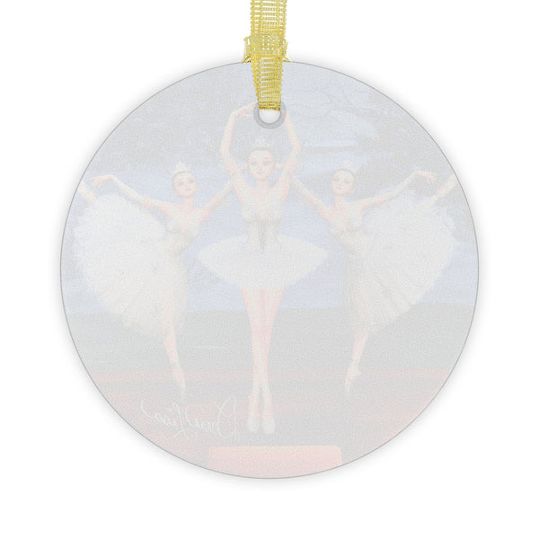 Land of Snow Nutcracker Ballerinas Art Glass Ornament by Artist Donna Lisa