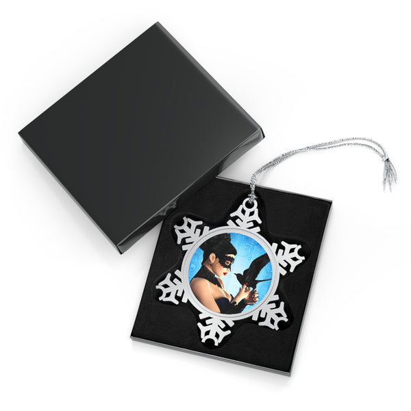 Dance of the Raven Art Pewter Snowflake Ornament by Artist Donna Lisa