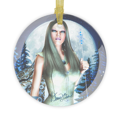 Winter Goddess Art Glass Ornament by Artist Donna Lisa