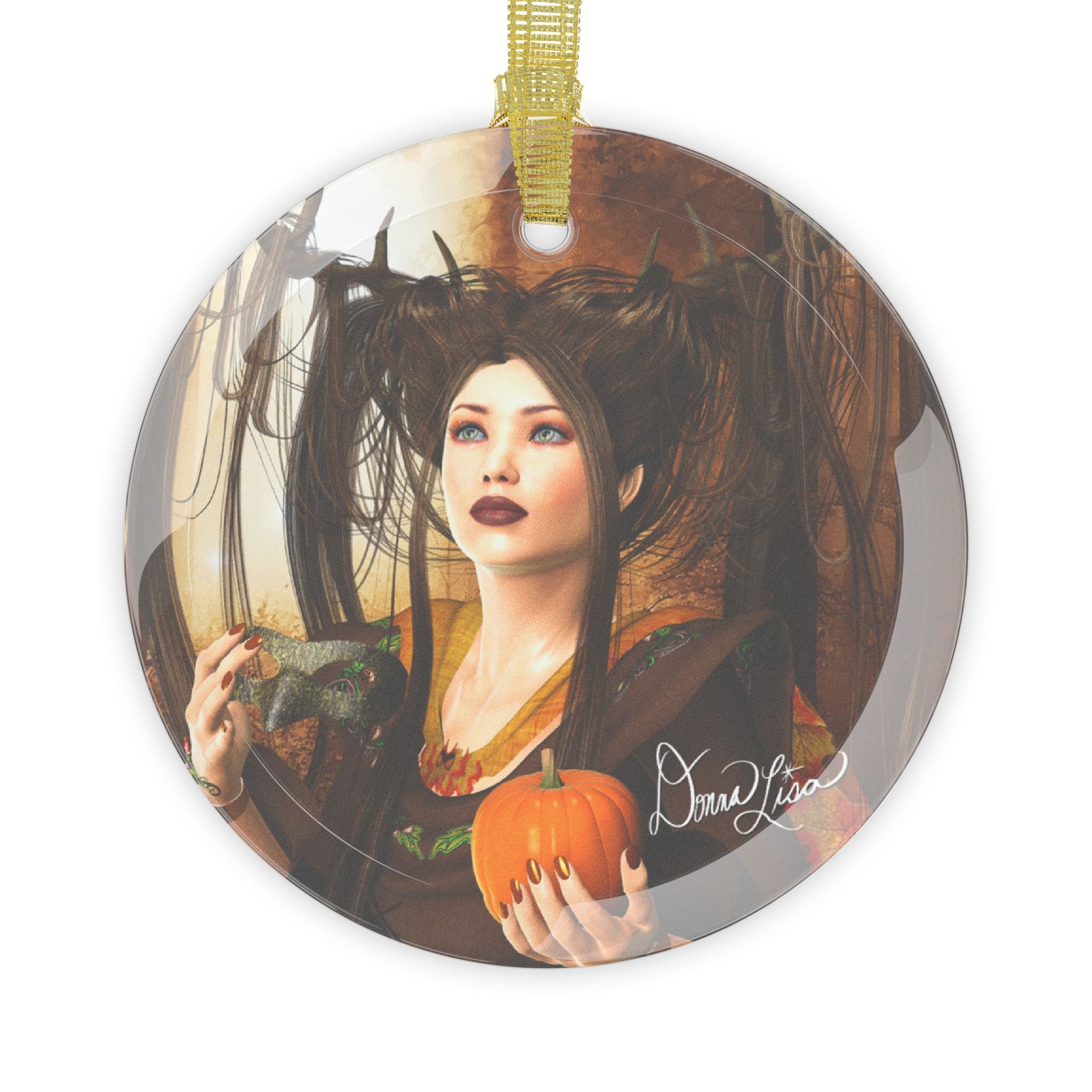 Autumn Fae Art Glass Ornament by Artist Donna Lisa