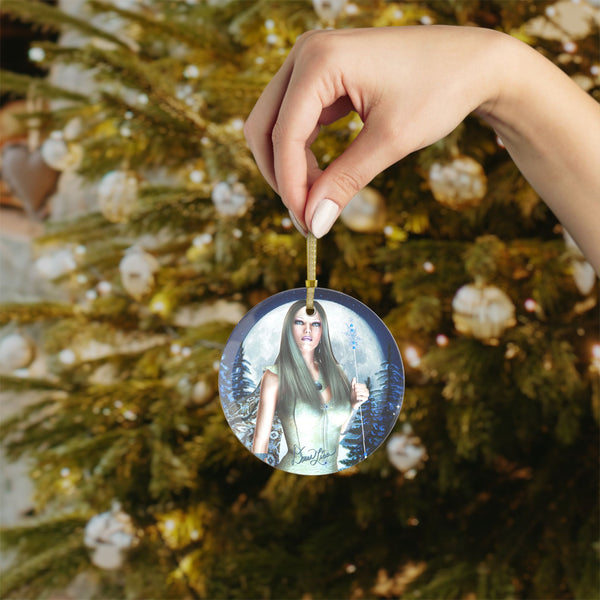 Winter Goddess Art Glass Ornament by Artist Donna Lisa