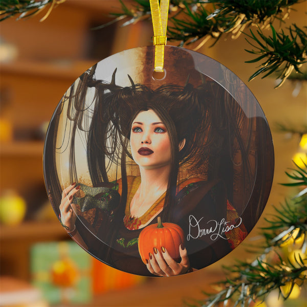 Autumn Fae Art Glass Ornament by Artist Donna Lisa