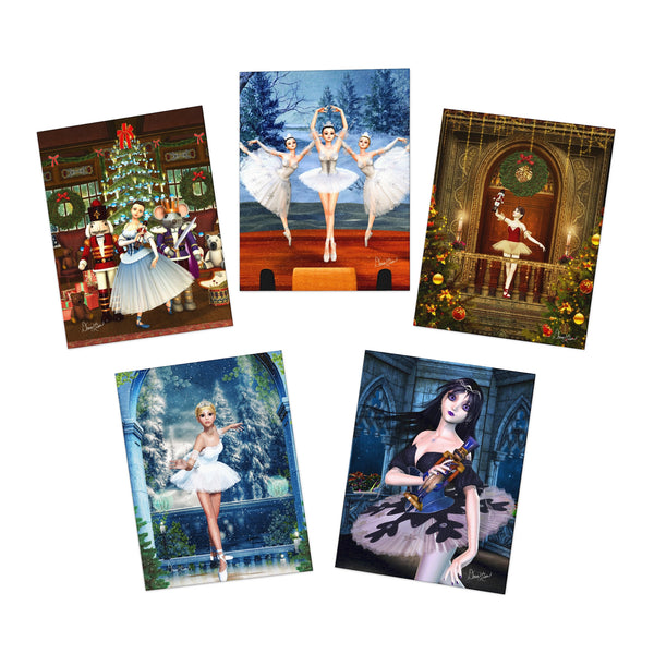 Nutcracker Ballerinas Greeting Cards Collection (5-Pack)  by Artist Donna Lisa