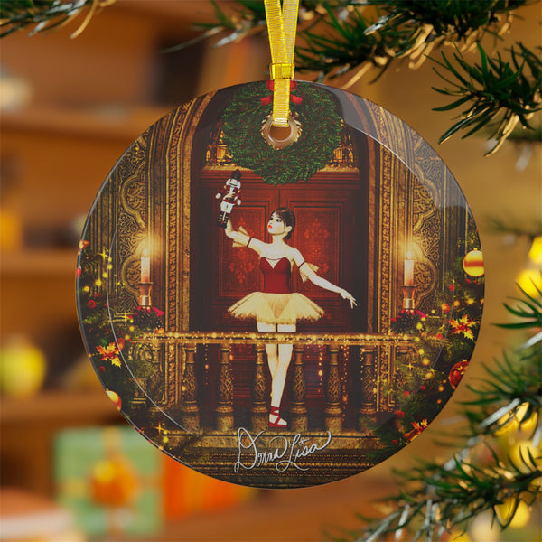 Nutcracker Ballerina Art Glass Ornament By Artist Donna Lisa