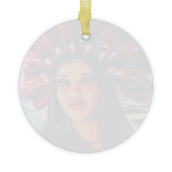 Carnival Dancer Portrait Art Glass Ornament by Artist Donna Lisa