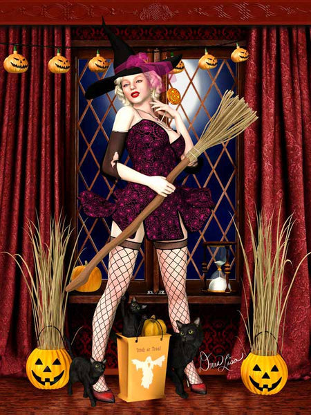 Seven Year Witch Glamorous Pinup Fine Art Print by Artist Donna Lisa