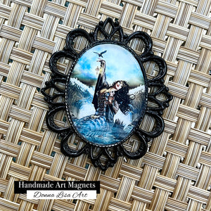 "Sea Witch" - Handmade Antique Style Black Magnet - by Artist Donna Lisa