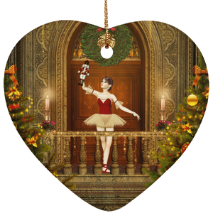 Dancing Ballerina Nutcracker Heart Ornament - Art by Donna Lisa