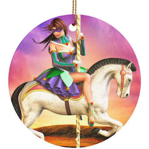 Carousel Dreams Ballerina Circle Ornament - Art by Donna Lisa