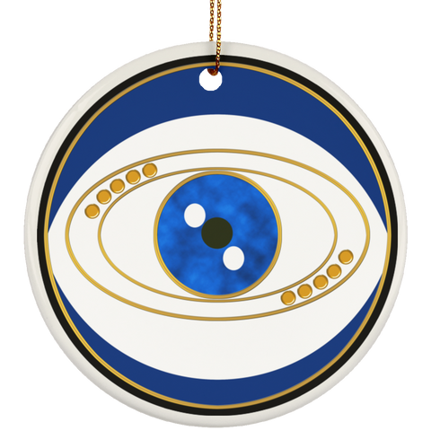 Blue Evil Eye Protection Good Luck Circle Ornament - Art By Donna Lisa